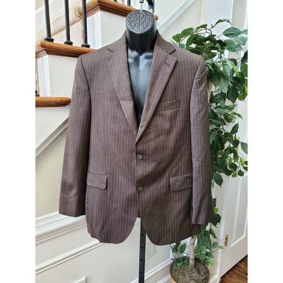 Jack Victor Men's Brown 100% Wool Single Breasted Two Buttons Fitted Blazer 40 R - Picture 1 of 11